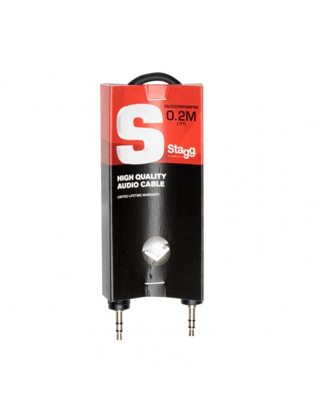 Stereo audio cable, mini jack/mini jack (m/m), 20 cm (0.66')