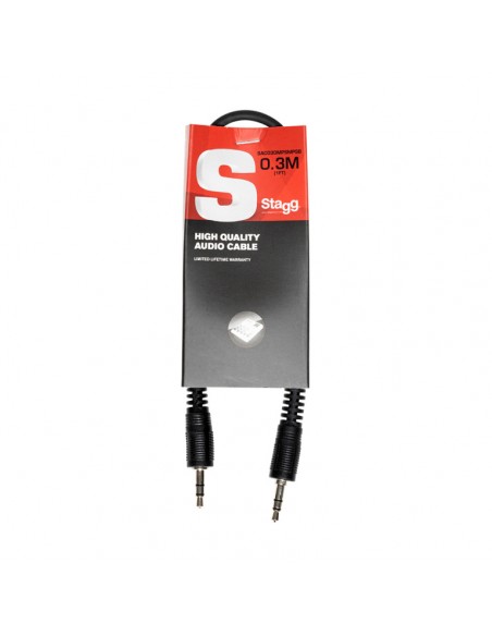 Stereo audio cable, mini jack/mini jack (m/m), 30 cm (1')