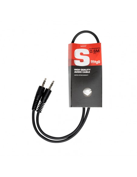 Stereo audio cable, mini jack/mini jack (m/m), 60 cm (2')