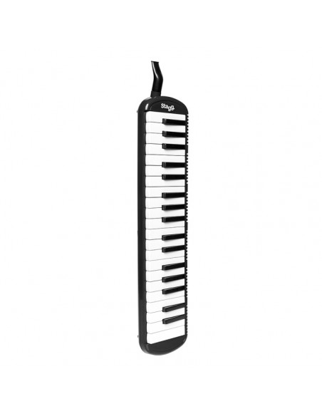 Black plastic melodica with 37 keys and black bag
