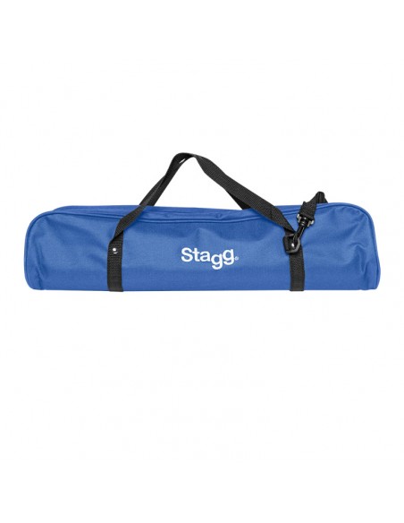 Blue plastic melodica with 37 keys and black bag