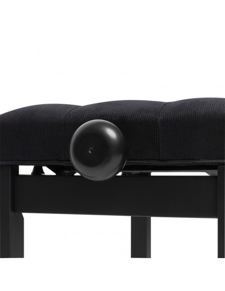 Matt black piano bench with black velvet top
