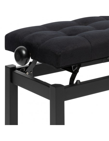 Matt black piano bench with black velvet top