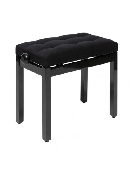 Highgloss black piano bench with black velvet top