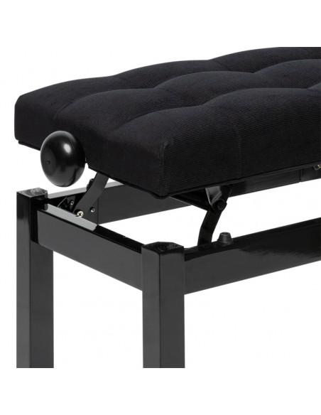 Highgloss black piano bench with black velvet top