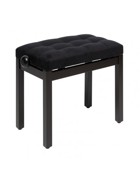 Matt piano bench, rosewood colour, with black velvet top