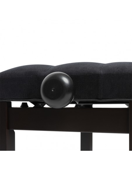 Matt piano bench, rosewood colour, with black velvet top