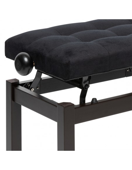 Matt piano bench, rosewood colour, with black velvet top