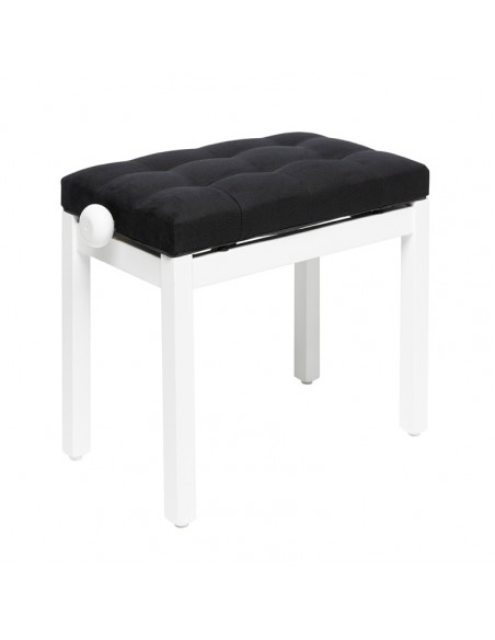 Matt white piano bench with black velvet top