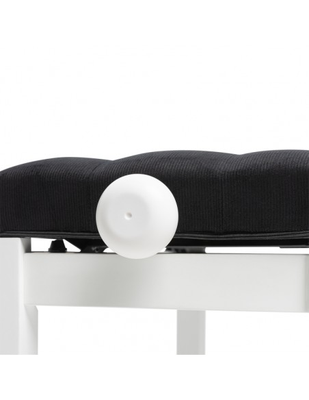 Matt white piano bench with black velvet top