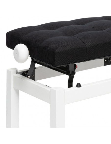 Matt white piano bench with black velvet top