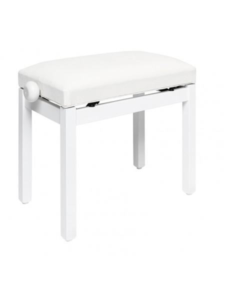 Matt white piano bench with white velvet top