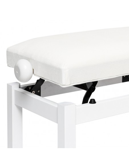 Matt white piano bench with white velvet top
