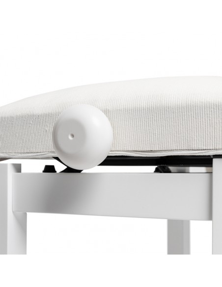 Matt white piano bench with white velvet top
