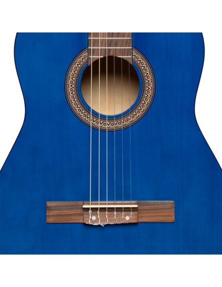 3/4 classical guitar with linden top, blue