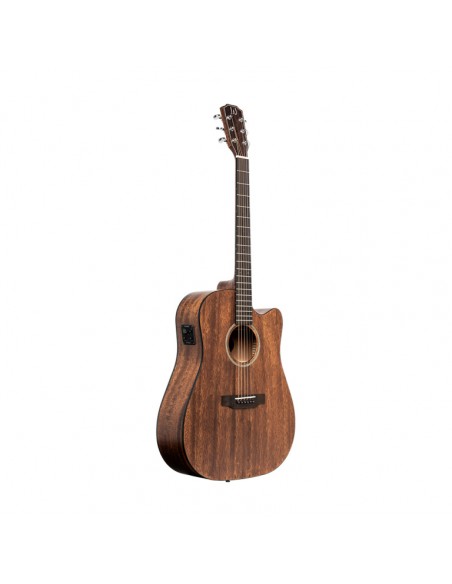 Cutaway acoustic-electric dreadnought guitar with solid mahogany top, Dovern series
