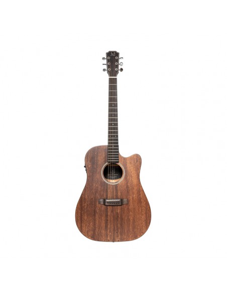 Cutaway acoustic-electric dreadnought guitar with solid mahogany top, Dovern series
