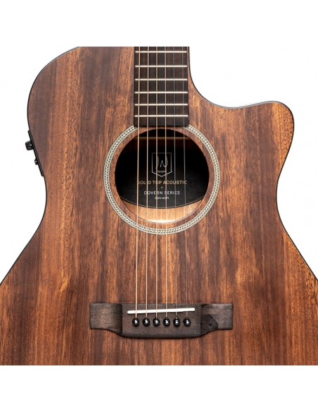 Cutaway acoustic-electric auditorium guitar with solid mahogany top, Dovern series