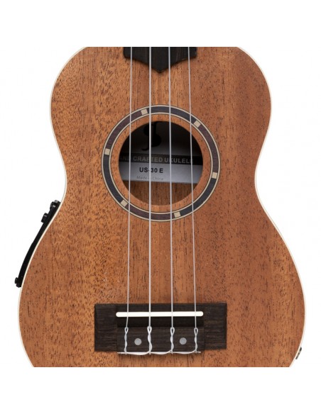 Acoustic-electric soprano ukulele with sapele top and gigbag