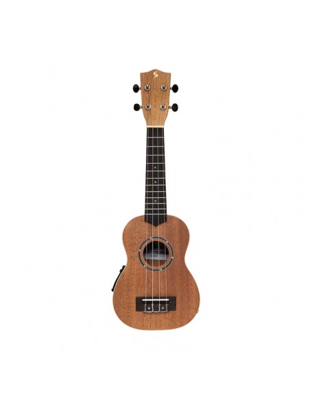 Acoustic-electric soprano ukulele with sapele top and gigbag