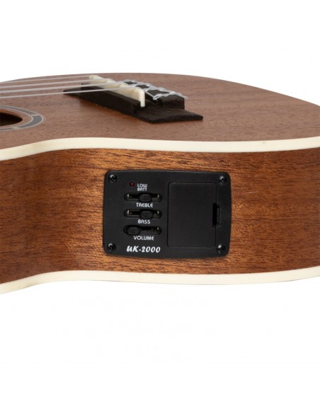 Acoustic-electric concert ukulele with sapele top and gigbag