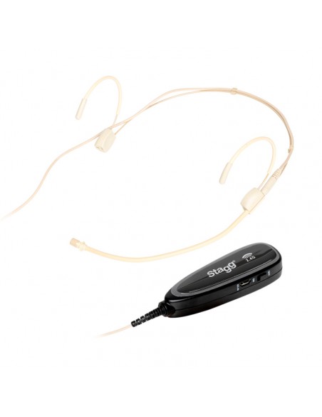 Beige wireless headset microphone set (with transmitter and receiver)