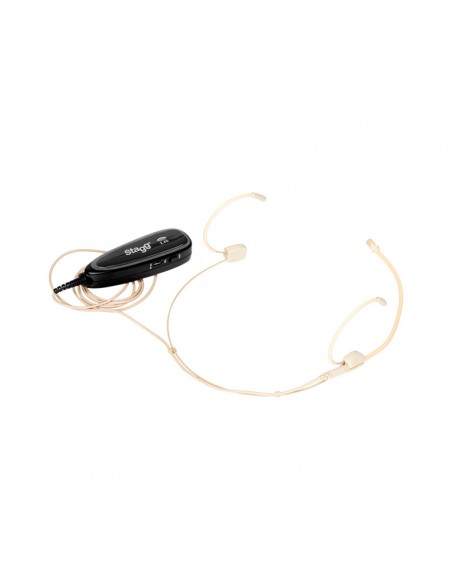 Beige wireless headset microphone set (with transmitter and receiver)