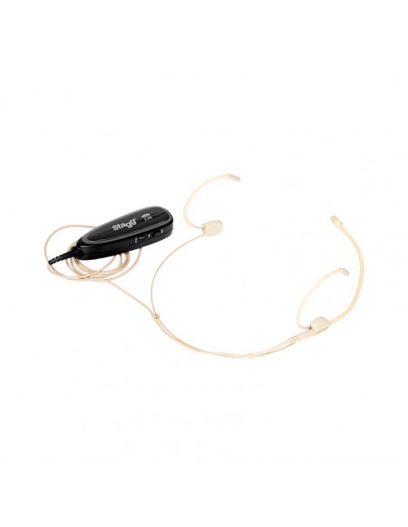 Beige wireless headset microphone set (with transmitter and receiver)