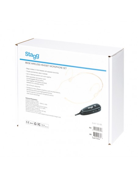Beige wireless headset microphone set (with transmitter and receiver)