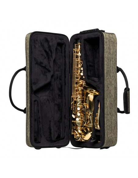 Soft case for alto saxophone, bright green