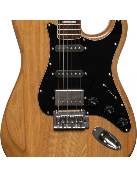 Electric guitar with solid alder body