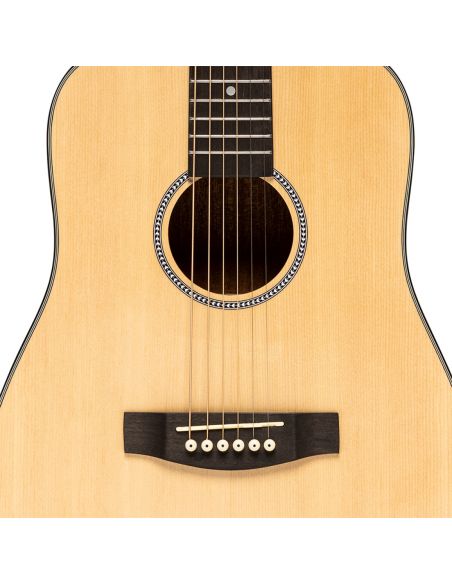Acoustic dreadnought travel guitar, spruce, natural finish