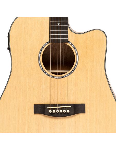 Electro-acoustic dreadnought guitar with cutaway