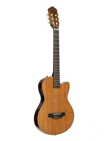 4/4 cutaway electric classical guitar with solid body, natural colour	