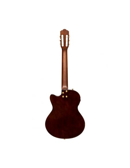 4/4 cutaway electric classical guitar with solid body, natural colour	
