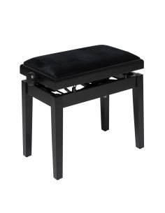 Matt black hydraulic piano bench with fireproof black velvet top	