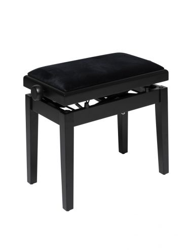 Matt black hydraulic piano bench with fireproof black velvet top	