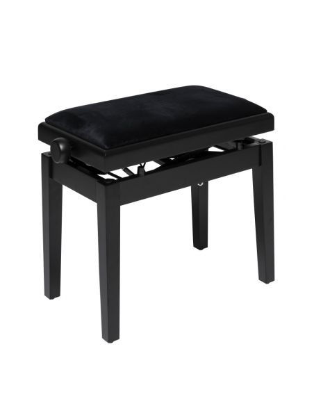 Matt black hydraulic piano bench with fireproof black velvet top	