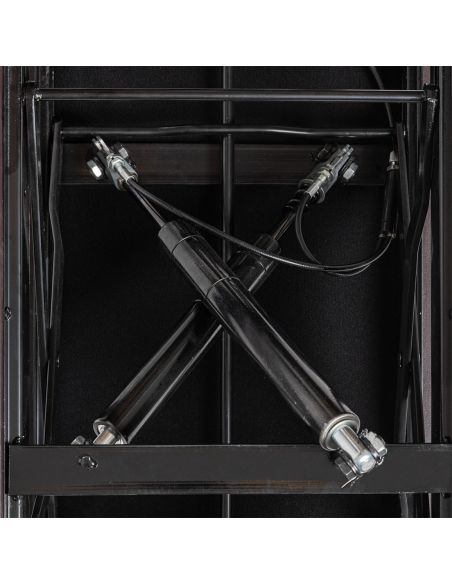 Matt black hydraulic piano bench with fireproof black velvet top	