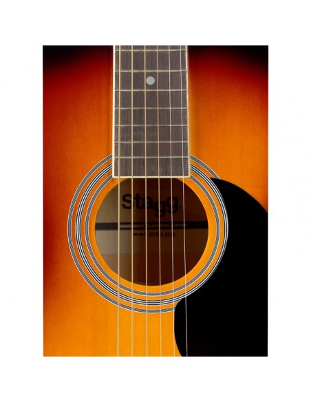 4/4 sunburst auditorium acoustic guitar with basswood top