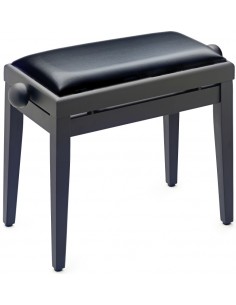 Matt black piano bench with black vinyl top