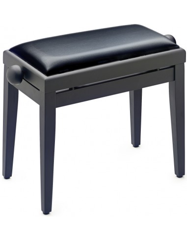 Matt black piano bench with black vinyl top