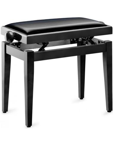 Highgloss black piano bench with black vinyl top