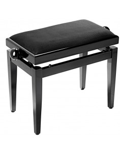 Highgloss black piano bench with black velvet top