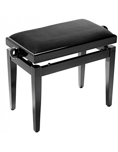 Highgloss black piano bench with black velvet top