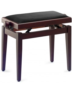 Matt piano bench, rosewood colour, with black velvet top