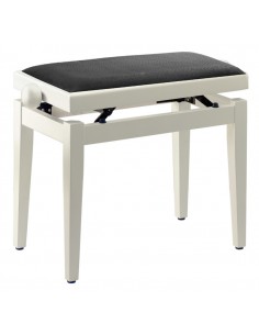 Matt white piano bench with black velvet top