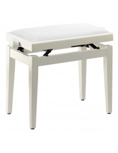 Matt white piano bench with white velvet top