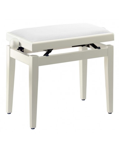 Matt white piano bench with white velvet top