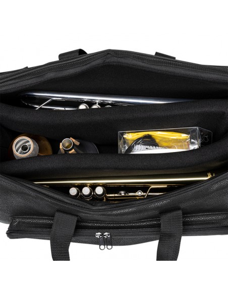 Bag for 3 trumpets, faux leather, black